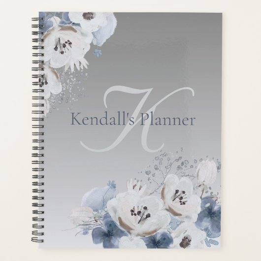 Winter Waterverf Bloemmonogram gepersonaliseerd Planner (Voorkant)