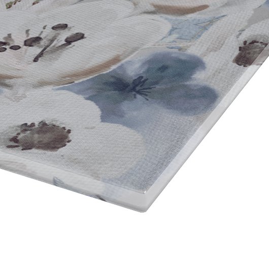 Winter Waterverf Bloemmonogram gepersonaliseerd Snijplank (Hoek)