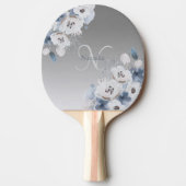 Winter Waterverf Bloemmonogram gepersonaliseerd Tafeltennisbatje (Voorkant)