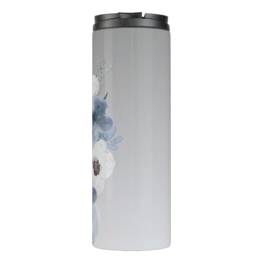 Winter Waterverf Bloemmonogram gepersonaliseerd Thermosbeker (Achterkant)