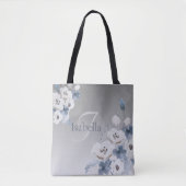 Winter Waterverf Bloemmonogram gepersonaliseerd Tote Bag (Voorkant)