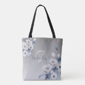 Winter Waterverf Bloemmonogram gepersonaliseerd Tote Bag (Achterkant)