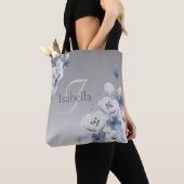 Winter Waterverf Bloemmonogram gepersonaliseerd Tote Bag (Dichtbij)