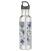 Winter Waterverf Bloemmonogram gepersonaliseerd Waterfles (Achterkant)