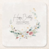 Winter Waterverf Bloemsneeuwvlok 100e Verjaardag Kartonnen Onderzetters (Voorkant)