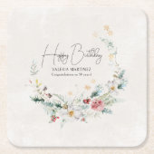 Winter Waterverf Bloemsneeuwvlok 50e Verjaardag Kartonnen Onderzetters (Voorkant)