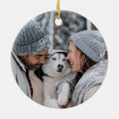 Winter Waterverf Botanicals Foto Vrolijk Kerstfees Keramisch Ornament (Achterkant)