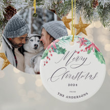 Winter Waterverf Botanicals Foto Vrolijk Kerstfees