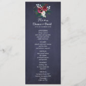 Winter waterverf botanische marine bruiloft menu (Voorkant)