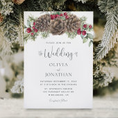Winter Waterverf Botanische Rustieke Script Weddin Kaart