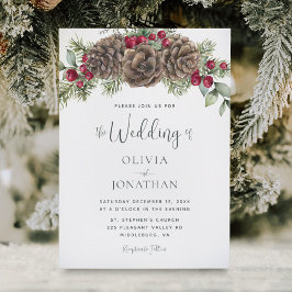 Winter Waterverf Botanische Rustieke Script Weddin Kaart