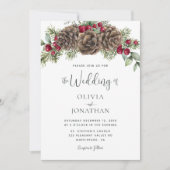 Winter Waterverf Botanische Rustieke Script Weddin Kaart (Voorkant)