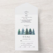 Winter Waterverf bruiloft All In One Uitnodiging (Binnen)