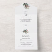 Winter Waterverf bruiloft All In One Uitnodiging (Binnen)