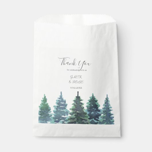 Winter Waterverf bruiloft Bedankzakje (Voorkant)