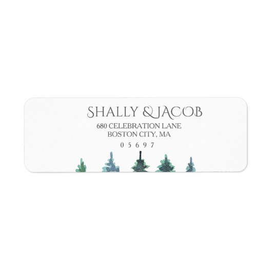 Winter Waterverf bruiloft Etiket (Voorkant)