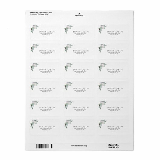 Winter Waterverf bruiloft Etiket (Full Sheet)