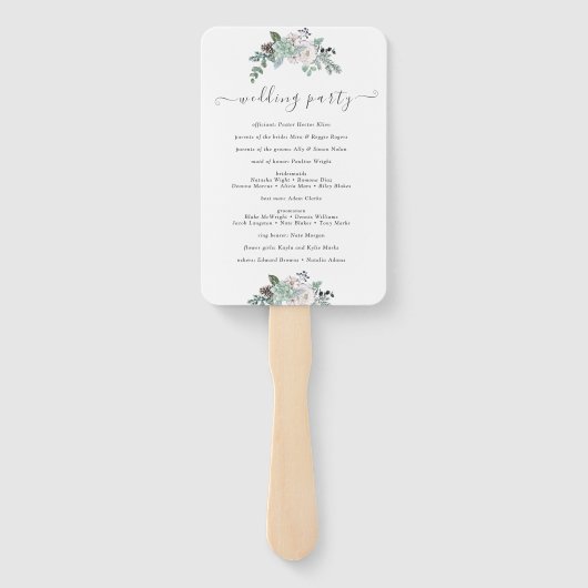 Winter Waterverf bruiloft Handwaaier (Achterkant)