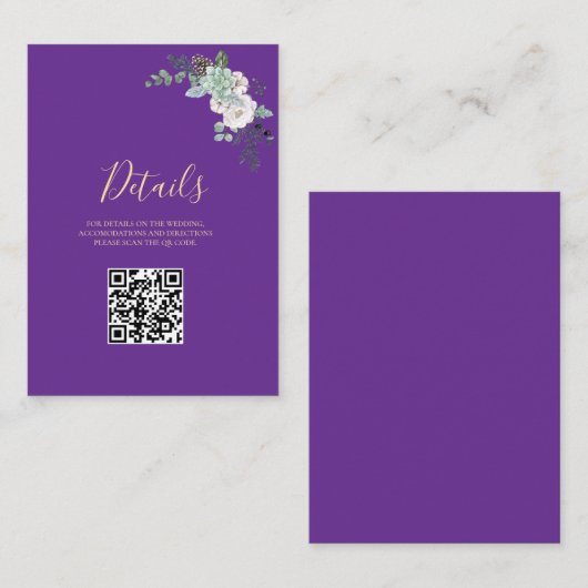 Winter Waterverf bruiloft Informatiekaartje (Voorkant / Achterkant)