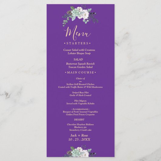 Winter Waterverf bruiloft Menu (Voorkant)