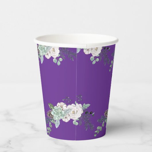 Winter Waterverf bruiloft Papieren Bekers (Rechts)