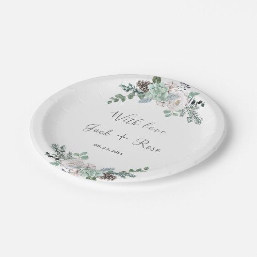 Winter Waterverf bruiloft Papieren Bordje (Gekanteld)