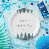 Winter Waterverf bruiloft Papieren Bordje (Feest)