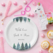 Winter Waterverf bruiloft Papieren Bordje (Feest)