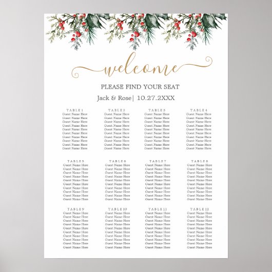 Winter Waterverf bruiloft Poster (Voorkant)