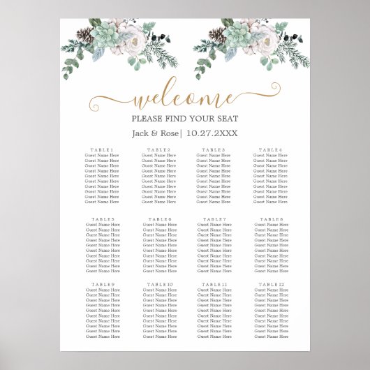 Winter Waterverf bruiloft Poster (Voorkant)