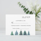 Winter Waterverf bruiloft RSVP Kaartje (Staand voorkant)