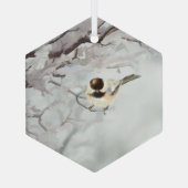 Winter Waterverf Chickadee Snow Trees Frost Glas Ornament (Achterkant)