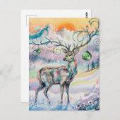 Winter Waterverf Christmas Deer Briefkaart (Voorkant / Achterkant)