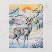 Winter Waterverf Christmas Deer Briefkaart (Voorkant)