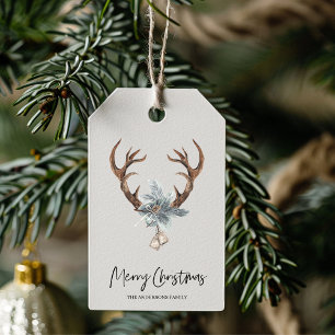 Winter Waterverf Deer Wreater kerstcadeautags Cadeaulabel