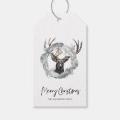 Winter Waterverf Deer Wreater kerstcadeautags Cadeaulabel (Voorkant)