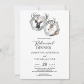 Winter Waterverf Deer Wreath Silver Kaart (Voorkant)