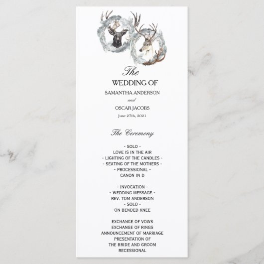 Winter Waterverf Deer Wreath Silver Menu (Voorkant)