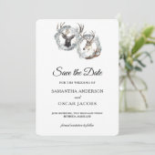 Winter Waterverf Deer Wreath Silver Save The Date (Staand voorkant)