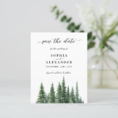 Winter waterverf dennenbos Sla de datumkaart op (Staand voorkant)