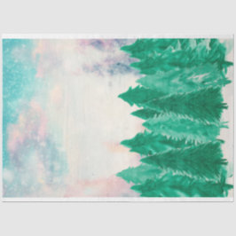 Winter Waterverf Evergreen Trees Decoupage Paper Tissuepapier