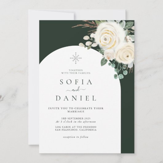 Winter Waterverf Floral Esthetische Lijst bruiloft Kaart (Voorkant)