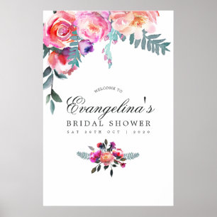 Winter Waterverf Floral Vrijgezellenfeest Welkom Poster