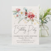 Winter Waterverf Flowers 50ste verjaardagsfeestje Kaart (Staand voorkant)