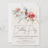 Winter Waterverf Flowers 70ste verjaardagsfeestje Kaart (Voorkant)