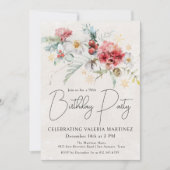 Winter Waterverf Flowers 90ste verjaardagsfeestje Kaart (Voorkant)