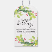 Winter Waterverf Foliage Holiday Personeelsgeperso Cadeaulabel (Voorkant)
