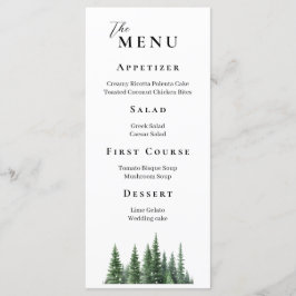 Winter Waterverf Forest Elegant Bruiloft Menu