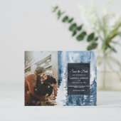 Winter Waterverf Forest & Navy Blue & White Annou Aankondigingskaart (Staand voorkant)