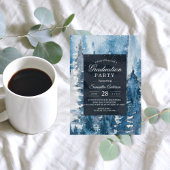 Winter Waterverf Forest & Navy Blue & White Invit Kaart